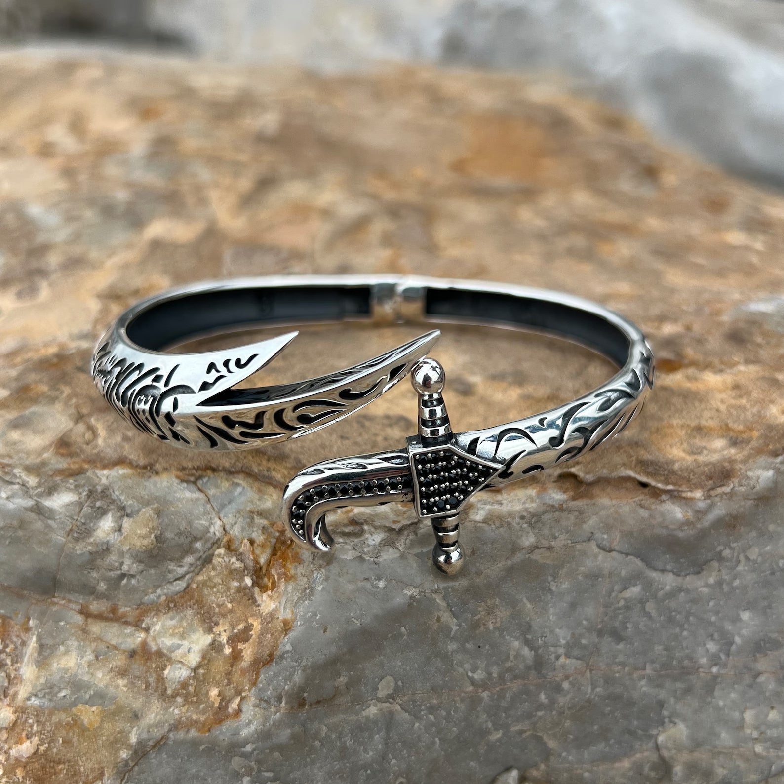 Mens Zulfiqar Bracelet , Silver Cuff Warrior Bracelet
