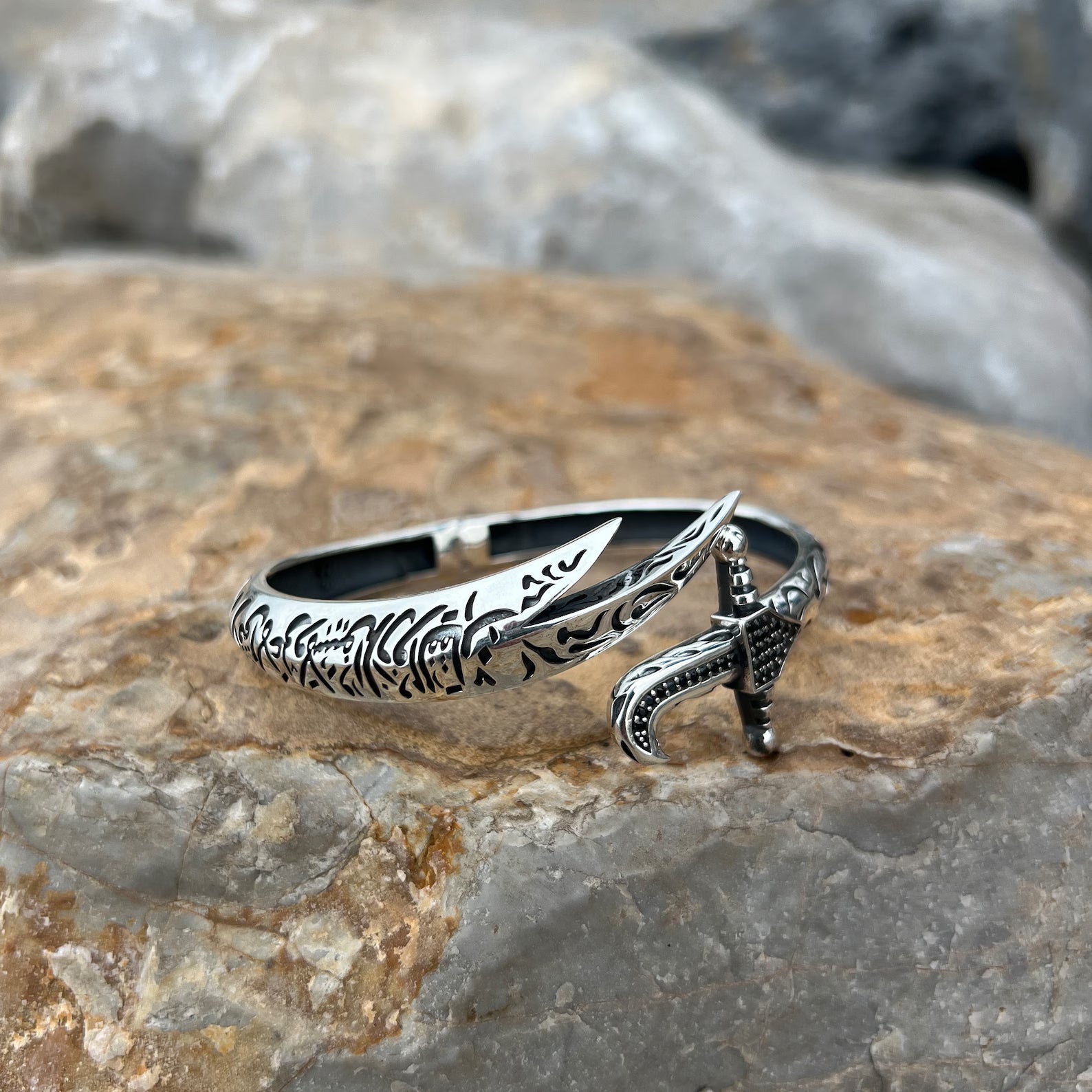 Mens Zulfiqar Bracelet , Silver Cuff Warrior Bracelet