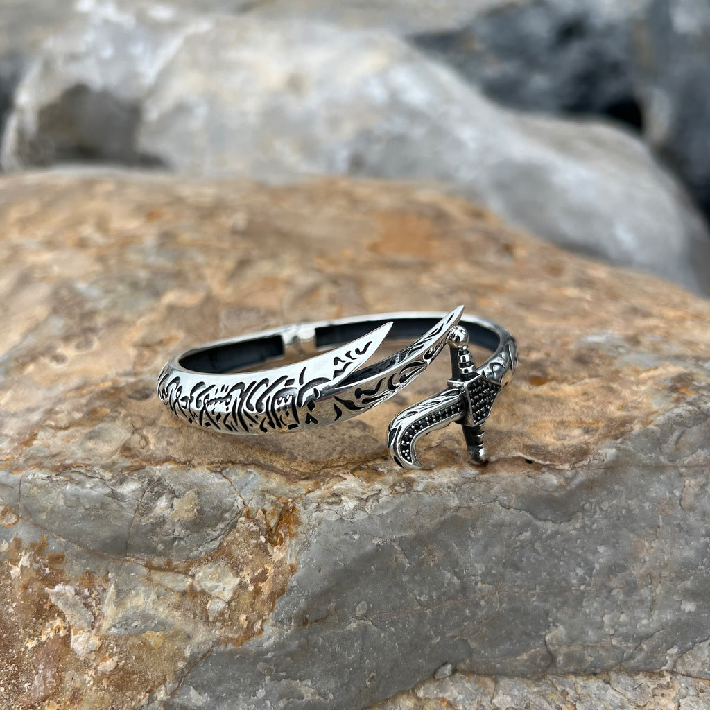 Mens Zulfiqar Bracelet , Silver Cuff Warrior Bracelet
