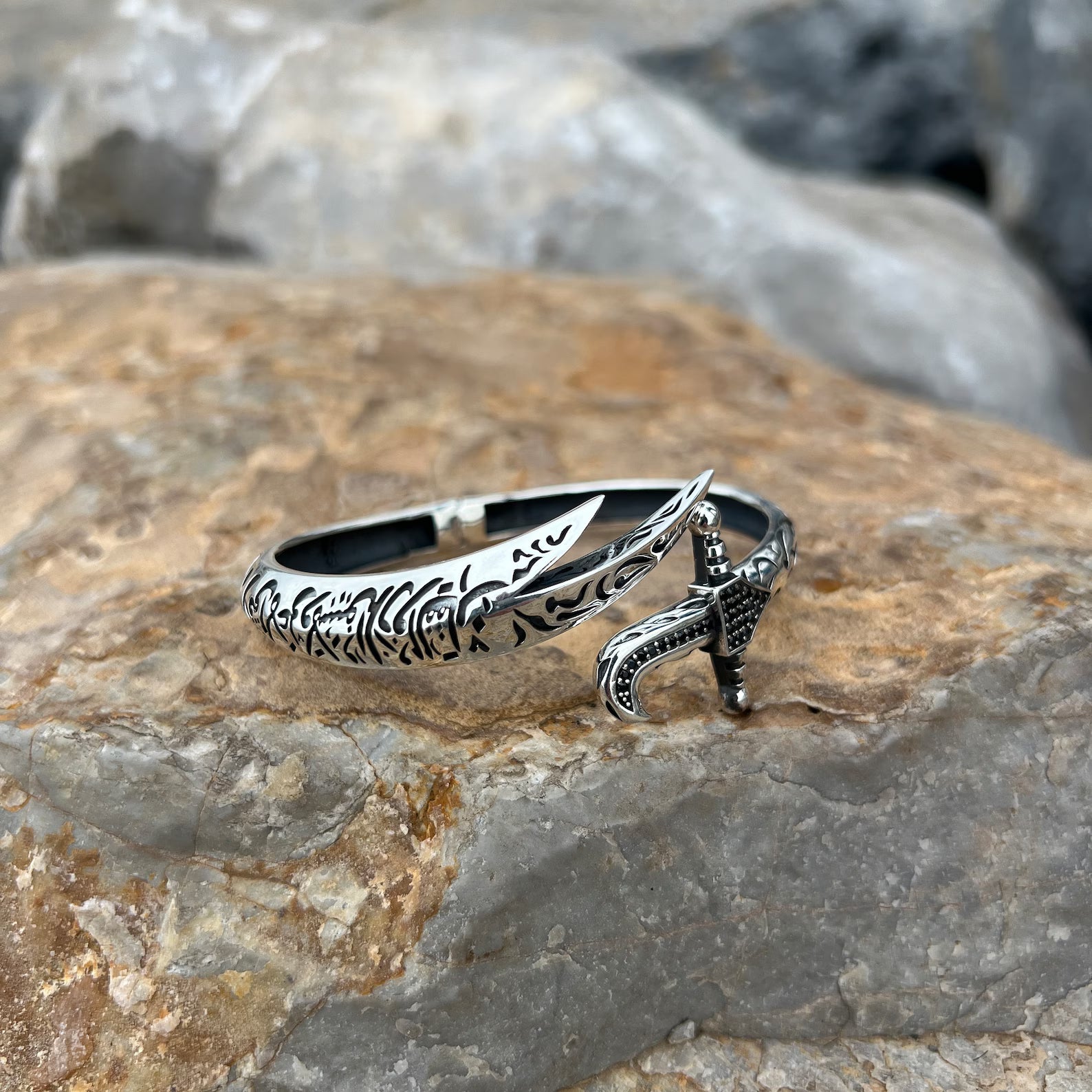 Mens Zulfiqar Bracelet , Silver Cuff Warrior Bracelet