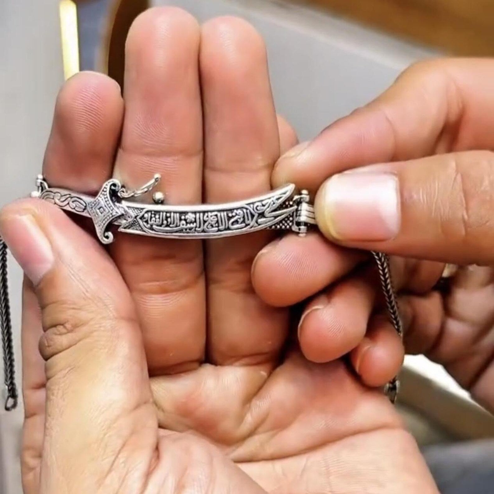 Silver Imam Ali Zulfiqar chain Bracelet