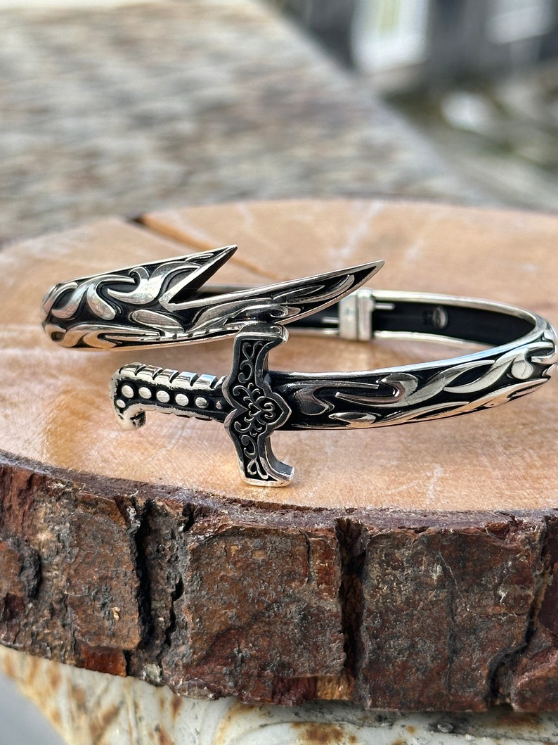 Silver Sword Bracelet , Mens Zulfiqar Bracelet , Adjusable