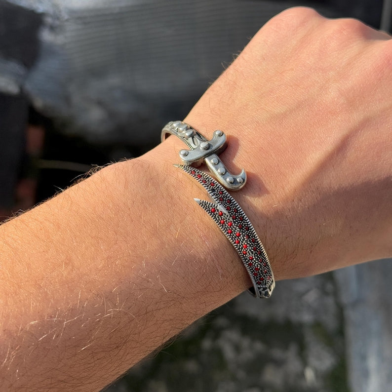 Mens Ruby Stone Zulfiqar Bracelet
