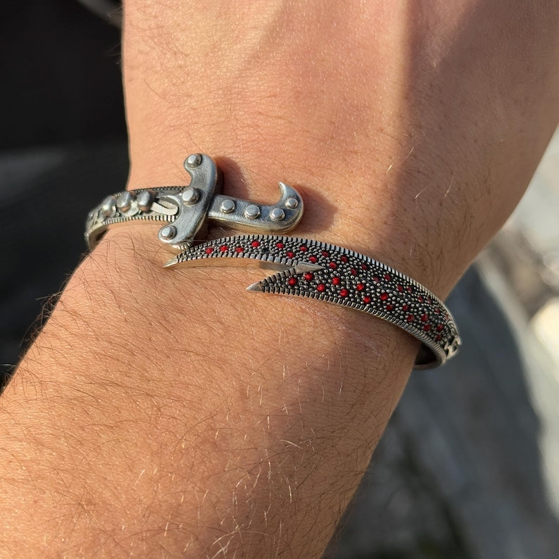 Mens Ruby Stone Zulfiqar Bracelet