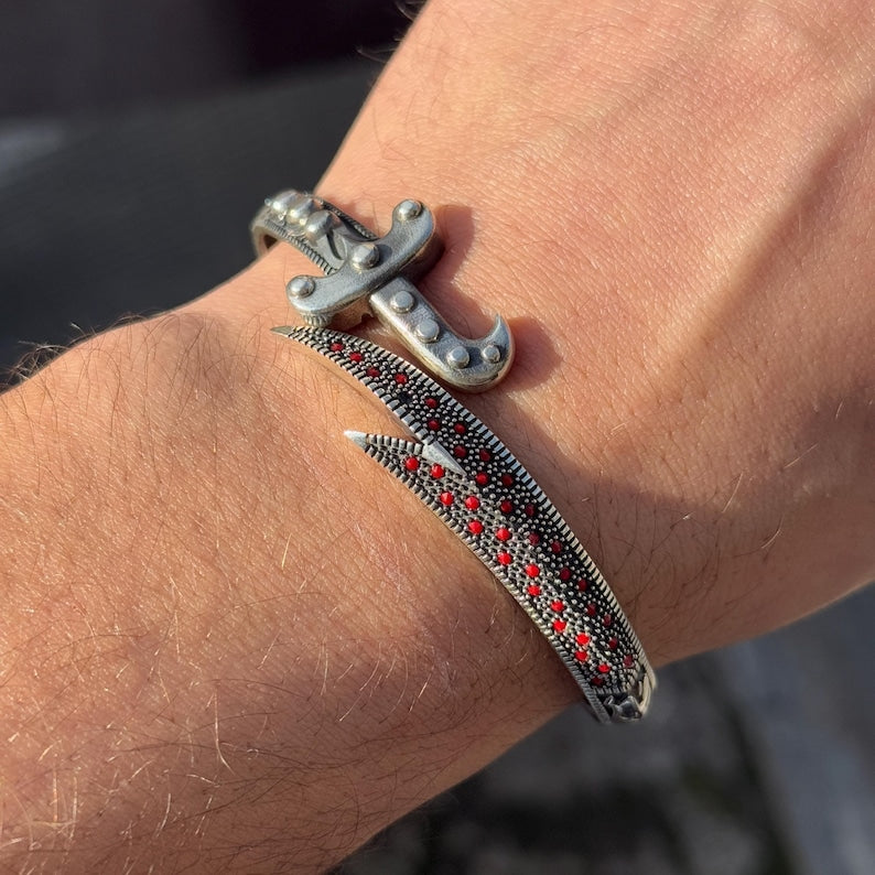 Mens Ruby Stone Zulfiqar Bracelet